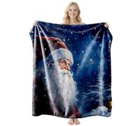 Hixingo Christmas Sofa Throw Blanket, Soft Warm Fluffy Flannel Fleece Blanket, 3D Santa Claus Novelty Print Xmas Decorative Cozy Microfiber Single Bed Throw for All Season (Style4,70x100cm)