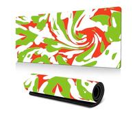 Hixingo Colorful Swirls Large Mouse Mat, Gaming Mouse Pad, Mouse Pad, Mousepad with Stitched Edges, Non-Slip Rubber Base Mouse Pads for Office & Home (1000 * 500 * 3mm,red and green)