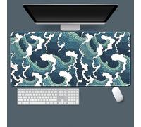 Hixingo Colorful Waves Large Mouse Mat, Gaming Mouse Pad, Mouse Pad, Mousepad with Stitched Edges, Non-Slip Rubber Base Mouse Pads for Office & Home (800 * 300 * 3mm,dark green)