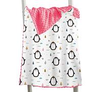 Hixingo Comfort Blanket for Kids Baby, Animal Printed Double Layer Throw, Sensory Soft Minky Dot Reverse Side Plush, Blanket Bedding for Children Boys Girls (penguin 2,73x102cm)