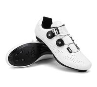 Hixingo Cycling Shoes Mens, MTB Bicycle Shoes Road Mountain Bicycle Shoes, Unisex Non-Slip Breathable Bike Sneaker with SPD/SPD-SL Compatible Cleat Shoe White