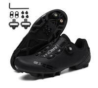 Hixingo Cycling Shoes Mens Womens Black MTB Bicycle Shoes Sneaker Bike Breathable Mountain Shoes Spin Shoestring Compatible Cleat Shoe, SPD Compatible 5 UK