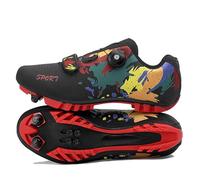 Hixingo Cycling Shoes Mens Womens, Colorful Graffiti Printing MTB Bicycle Shoes Sneaker Bike Breathable Mountain Shoes Spin Shoestring Compatible Cleat Shoe, SPD Compatible Black