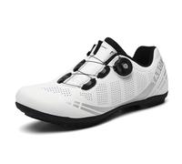 Hixingo Cycling Shoes Mens Womens MTB Bicycle Shoes Flat Sneaker Road Bike Rubber Sole Breathable Mountain Bike Shoes Non-Slip Shoe 9.5 UK White