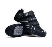Hixingo Cycling Shoes Mens Womens, MTB Bicycle Shoes Sneaker Road Bike Breathable Mountain Bike Shoes with Buckle Shoestring Non-Slip Shoe Grey