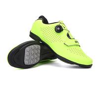 Hixingo Cycling Shoes Mens Womens, MTB Bicycle Shoes Sneaker Road Bike Breathable Mountain Bike Shoes with Spin Shoestring Non-Slip Shoe Yellow