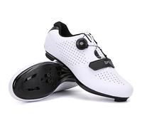 Hixingo Cycling Shoes Mens Womens MTB Bicycle Shoes Sneaker Road Bike Indooor Breathable Mountain Cleat Shoes Spin Shoestring with SPD and Delta Lock Compatible Shoe White