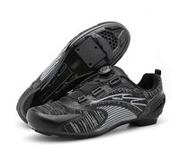 Hixingo Cycling Shoes Mens Womens SPD-SL Look Delta SPD Road MTB Bicycle Shoes, Breathable Mesh Comfortable Unisex Mountain Bike Sneaker with Compatible Cleat (Black,6.5)