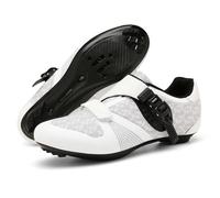 Hixingo Cycling Shoes Mens Womens SPD-SL Look Delta SPD Road MTB Bicycle Shoes, Unisex Breathable Mesh Fabric Comfortable Mountain Bike Sneaker with Compatible Cleat (White,5.5)