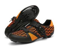 Hixingo Cycling Shoes Mens Womens SPD-SL Look Delta SPD Road MTB Bicycle Shoes, Unisex Breathable Mesh Fabric Comfortable Mountain Bike Sneaker with Compatible Cleat (Orange,5.5)