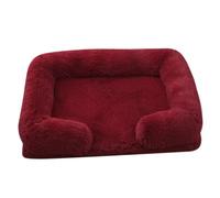 Hixingo Dog Bed for Medium Small Puppy Kitten, Solid Color Fluffy Anti AnXiety Cat Bed, Machine Washable Dog Mat, Fluffy Comfortable Mat for Cat for Living Room, Bedroom, Balcony (Red,S)