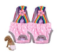 Hixingo Dog Nappies Dungarees, 2 Pieces Absorbent Pet Diapers Washable & Reusable Puppy Sanitary Wraps Panties Dog Incontinence for Small, Medium, Large Dog (XS,Pink)