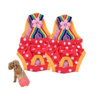 Hixingo Dog Nappies Dungarees, 2 Pieces Absorbent Pet Diapers Washable & Reusable Puppy Sanitary Wraps Panties Dog Incontinence for Small, Medium, Large Dog (XS,Red)