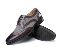 Hixingo Dress Shoes for Men Size 7-12, Mens Formal Dress Shoes Business Classic Breathable Loafers Driving Sneakers Comfort Leather Fashion Walking for All Day Wear, Houndstooth (Coffee,11)