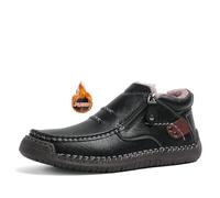 Hixingo Dress Shoes for Men Size 7-12, Warm Plush Mens Formal Dress Shoes Business Classic Breathable Loafers Driving Sneakers Comfort Leather Fashion Walking for All Day Wear (Black,8)