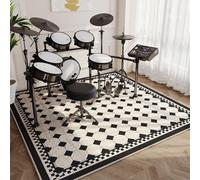 Hixingo Drum Mat Soundproof Non Slip, Professional Drums Electric Rug Large Soundproof Carpet Floor Protection for Drummers Practice Drumming (Black Plaid,60 * 120CM)