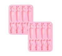 Hixingo Easter Chocolate Moulds, Easter Bunny Carrot Cake Silicone Mould, 2 PCS Non Stick Baking Moulds Chocolate Candy Jelly DIY Candy Tray (Pink,2PCS)