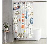 Hixingo Extra Long Shower Curtain Waterproof, 3D Seagull Shower Curtains Washable Bath Curtains Includes 12 x Hooks Bath Curtain Bathroom Curtains for Wet Room (180x180cm,Ship)
