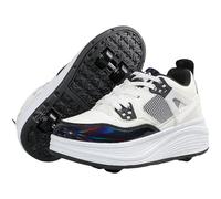Hixingo Fashion Roller Skate Shoes, Kids Skateboarding Shoe with Wheels, 2-in-1 Multifunctional Parkour Sneakers Children's Sneakers for Roller Skating Beginners (Black Lazer,6.5)