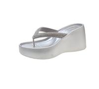 Hixingo Flip Flops Women Size 4.5-7, Casual Women's Flip Flops Lightweight Comfortable Non-Slip Ladies Sandals for Outdoor Summer Holiday Beach Pool (5.5,EVA Silver)