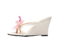 Hixingo Flip Flops Women Size 5-10.5, 9CM Casual Women's Flip Flops Lightweight Comfortable Non-Slip Ladies Sandals for Outdoor Summer Holiday Beach Pool (9,White)
