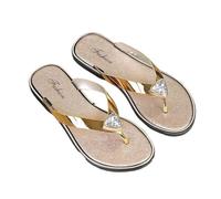 Hixingo Flip Flops Women Size 5.5-10, Casual Women's Flip Flops Lightweight Comfortable Non-Slip Ladies Sandals for Outdoor Summer Holiday Beach Pool (6,1936-3 Gold)