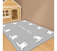 Hixingo Food Mat for Dogs and Cats, Large PVC Pet Food Bowls Mat Absorbent Feeding Placemats with Non-Slip Rubber for Floor & Messy Drinkers-3D (Gray cat,40 * 60cm)