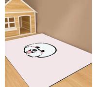 Hixingo Food Mat for Dogs and Cats, Large PVC Pet Food Bowls Mat Absorbent Feeding Placemats with Non-Slip Rubber for Floor & Messy Drinkers-3D (Pink white dog,100 * 120cm)