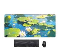 Hixingo Gaming Mouse Mat, Retro Lotus Large Mouse Mat, Mousepad with Stitched Edges, Non-Slip Rubber Base Mouse Pads, Desk Mat, Home Desk Accessories for Office & Home (Blue 2,800x300x3mm)