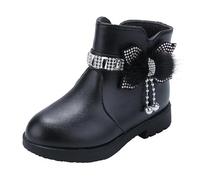 Hixingo Girls Boots Size 8-13 Glitter Warm Winter Girls Princess Ankle Boots Shiny Princess Dress Up Shoes Little Kids, Banquets, Birthday Parties (Black,8.5)