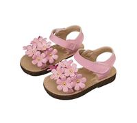 Hixingo Girls Sandals Size 6.5-11 UK Summer Open Toe Flowers Kids Sandals, Toddler Cute Colorful Flat Anti Slip Girls Summer Shoes for Holiday Wedding Party Outdoor Casual Beach (Light pink,9)