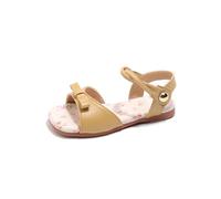 Hixingo Girls Sandals Summer Open Toe Sandals, Cute Flat Anti Slip Girls Shoes for Little Kids Big Kids, for Holiday Wedding Party Casual Beach Outdoor 3-12 Years Old (yellow,11)