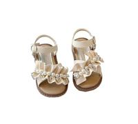 Hixingo Girls Sandals Summer Open Toe Sandals, Cute Flat Anti Slip girls Shoes for Little Kids Big Kids, for Holiday Wedding Party Outdoor Casual Beach 23-34EU (Pearl beige,1)