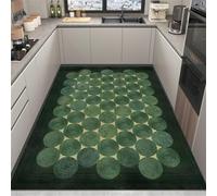Hixingo Grand Diatomite Tile Print Kitchen Rug Mat, Non Slip Absorbent Runner Rug, Quick Drying Washable Floor Mat for Hallway Bathroom Laundry Room (Black and green,80x120cm)