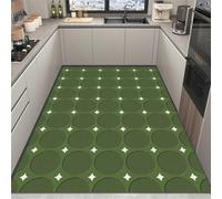 Hixingo Grand Diatomite Tile Print Kitchen Rug Mat, Non Slip Absorbent Runner Rug, Quick Drying Washable Floor Mat for Hallway Bathroom Laundry Room (Dark green,100x200cm)