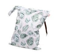 Hixingo Green Plant Pattern Wet Bag, Large Waterproof Wet Dry Bag, Reusable Nappy Stuff Sack with Double Zipper Pockets, Children's Items Dry Sack,for Clothes,Swimming,Travel (Green Leaves 2,6 pieces)