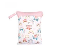 Hixingo Green Plant Print Wet Bag, Large Waterproof Wet Dry Bag, Reusable Nappy Stuff Sack with Double Zipper Pockets, Children's Items Dry Sack,for Clothes,Swimming,Travel (Rainbow,4 Pieces)