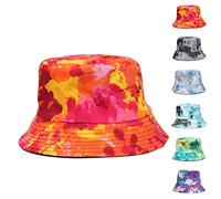 Hixingo Hat Bucket Hat for Women Men Unisex, Reversible Beach Sun Hat Tie Dye Rainbow Printing Foldable Fisherman Hat for Summer Travel Hiking Camping Fishing (Twilight,22-23")