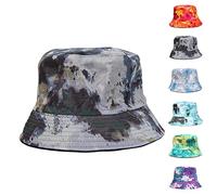 Hixingo Hat Bucket Hat for Women Men Unisex, Reversible Beach Sun Hat Tie Dye Rainbow Printing Foldable Fisherman Hat for Summer Travel Hiking Camping Fishing (Grey,22-23")