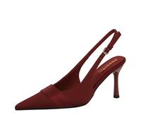 Hixingo High Heels for Women Stiletto Size 4-8.5, 9cm High Heels for Women Stiletto Wide Fit Pointed Toe Pumps Slip On Ladies Wedding Bride Shoes for Work, Office, Prom Party (7317-A3 Burgundy,7.5)