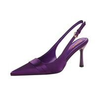 Hixingo High Heels for Women Stiletto Size 4-8.5, 9cm High Heels for Women Stiletto Wide Fit Pointed Toe Pumps Slip On Ladies Wedding Bride Shoes for Work, Office, Prom Party (7317-A3 Purple,8.5)