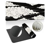 Hixingo Japanese Style Clouds Large Mouse Mat, Gaming Mouse Pad, XXL/XL/L Mouse Pad, Mousepad with Stitched Edges, Non-Slip Rubber Base Mouse Pads for Office Home (Black,1000x500x3mm)