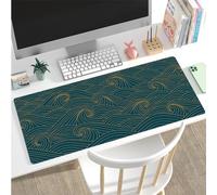 Hixingo Japanese Waves Mouse Mat, Gaming Mouse Pad, Large Mouse Mat, Mousepad with Stitched Edges, Non-Slip Rubber Base Mouse Pads for Office & Home (900x400x3mm,wave 7)