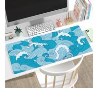 Hixingo Japanese Waves Mouse Mat, Gaming Mouse Pad, Large Mouse Mat, Mousepad with Stitched Edges, Non-Slip Rubber Base Mouse Pads for Office & Home (800x300x3mm,Wave 6)