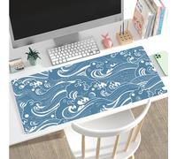 Hixingo Japanese Waves Mouse Mat, Gaming Mouse Pad, Large Mouse Mat, Mousepad with Stitched Edges, Non-Slip Rubber Base Mouse Pads for Office & Home (800x300x3mm,Wave 5)