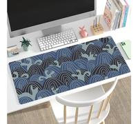 Hixingo Japanese Waves Mouse Mat, Gaming Mouse Pad, Large Mouse Mat, Mousepad with Stitched Edges, Non-Slip Rubber Base Mouse Pads for Office & Home (900x400x3mm,Wave 1)