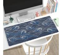 Hixingo Japanese Waves Mouse Mat, Gaming Mouse Pad, Large Mouse Mat, Mousepad with Stitched Edges, Non-Slip Rubber Base Mouse Pads for Office & Home (800x300x3mm,wave 4)