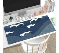 Hixingo Japanese Waves Mouse Mat, Gaming Mouse Pad, Large Mouse Mat, Mousepad with Stitched Edges, Non-Slip Rubber Base Mouse Pads for Office & Home (800x300x3mm,Wave 3)