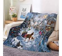 Hixingo Kids Adults Flannel Blanket, Christmas 3d Print Sleeping Throw Blanket Large Cozy Thick Warm Fleece Blankets Bedspread for Couch Sofa Bedroom Living Bed Room (Horses,150x130cm)