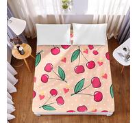 Hixingo King Size Fitted Sheets Extra Deep Pocket, Small Double Fitted Sheet Soft Polyester Microfibre Cherry Print Bed Sheets Shrinkage and Fade Resistant (Polka Dots,120x200x30cm)